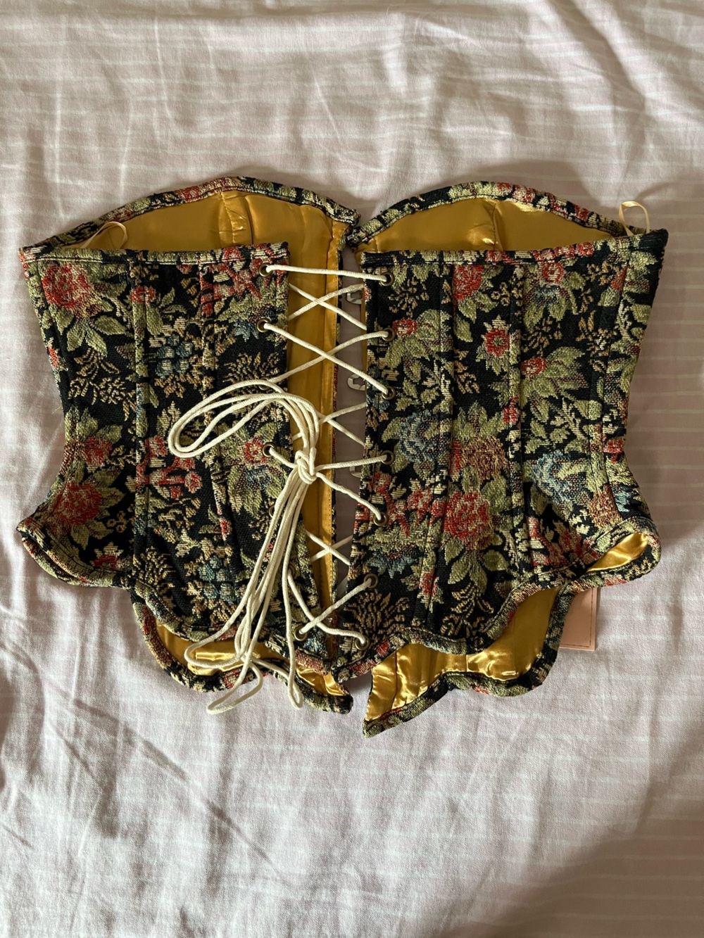 NWT Lace Made Floral Brocade Corset Top - Picture 2 of 3